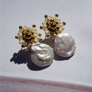 Handmade Encrusted baroque pearl Earrings